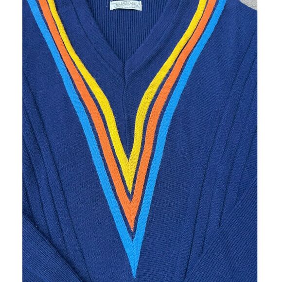 D'Italia Orlon Acrylic Long Sleeve Vintage Striped Sweater - Picture 3 of 5